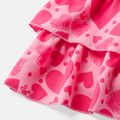 Barbie Toddler/Kid Girl Mother's Day Heart Print Layered Flutter-sleeve Dress Hot Pink image 5