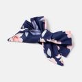 2pcs Baby Girl Floral Print Pom Poms Detail Sleeveless Naia Romper & Headband Set Deep Blue image 5