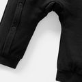 Baby Girl/Boy Cotton Button Design Letter Print Long-sleeve Jumpsuits Black image 3