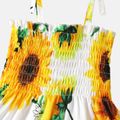 Baby Girl 100% Cotton Allover Sunflower Print Shirred Cami Dress White image 3