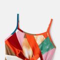 Family Matching Allover Geo Print Belted Cami Dresses and Short-sleeve Spliced T-shirts Sets Multi-color image 5