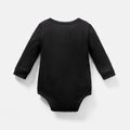 Baby Girl/Boy Cotton Button Design Ribbed Long-sleeve Rompers/ Elasticized Pants Black image 5