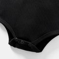 Baby Girl/Boy Cotton Button Design Ribbed Long-sleeve Rompers/ Elasticized Pants Black image 3