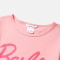 Barbie Mommy and Me Short-sleeve Letter Print Tee and Imitation Denim Skirt Sets Pink image 3