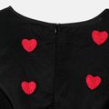 Valentine's Day Mommy and Me Allover Heart Embroidered Sleeveless Belted Black Sheer Mesh Dresses Black image 4