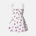 Bebé Punto fruncido Cereza Dulce Camiseta sin mangas Vestido Blanco image 2