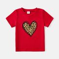 Mommy and Me Cotton Short-sleeve Leopard Heart Print Red T-shirts Red image 3