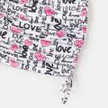 Valentine's Day Family Matching Allover Heart & Letter Print Drawstring Ruched Bodycon Dresses and Short-sleeve T-shirts Sets Multi-color image 4