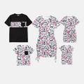 Valentine's Day Family Matching Allover Heart & Letter Print Drawstring Ruched Bodycon Dresses and Short-sleeve T-shirts Sets Multi-color image 1