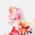 2pcs Baby Girl Allover Floral Print Ruffle Trim Sleeveless Romper & Headband Set Colorful image 4