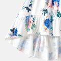 Family Matching Solid Surplice Neck Ruffle-sleeve Spliced Floral Print High Low Hem Dresses and Short-sleeve Striped Colorblock T-shirts Sets ColorBlock image 5