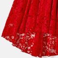 Valentine's Day Family Matching Red Lace High Low Hem Tank Dresses and Striped Shirts Sets Red image 4
