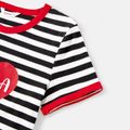 Valentine's Day Family Matching 95% Cotton Striped Short-sleeve Graphic Dresses and Polo Shirts Sets ColorBlock image 5