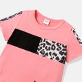 Naia 2pcs Toddler Girl Leopard Print Splice Short-sleeve Tee and Elasticized Shorts Set Pink image 3