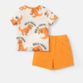 Naia 2pcs Toddler Boy Dinosaur Print Short-sleeve Tee and Elasticized Shorts Set Orangeyellow image 2
