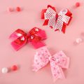 3-pack Valentine's Day Heart Print Bow Decor Hair Clips for Girls (Random Printing Position) Multi-color image 4