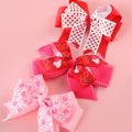 3-pack Valentine's Day Heart Print Bow Decor Hair Clips for Girls (Random Printing Position) Multi-color image 3