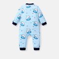 The Smurfs Baby Boy/Girl Allover Print Blue Striped Long-sleeve Zipper Naia™ Jumpsuit DeepSapphireBlue image 2