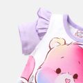 Care Bears 2pcs Baby Girl Bear Print Ruffle Short-sleeve Naia™ Romper and Rainbow Ombre Skirt Set Ombre image 2