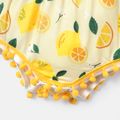 Naia™ Baby Girl Bowknot Pompom Design Lemon Print Sleepwear Romper Yellow image 5