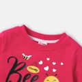 Baby Girl Cotton Letter Bee Print Pullover Sweatshirt Roseo image 4