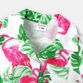 Baby Boy Floral Animal Print Lapel Collar Short-sleeve Romper Green image 3
