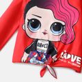 L.O.L. SURPRISE! Kid Girl 2pcs Mother's Day Tie Knot Tee and Heart Print/Plaid Flared Pants Set Red image 3