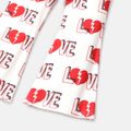 L.O.L. SURPRISE! Kid Girl 2pcs Mother's Day Tie Knot Tee and Heart Print/Plaid Flared Pants Set Red image 4