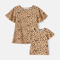 Mommy and Me Leopard Print Layered Ruffle-sleeve Tops Colorful image 1