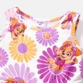PAW Patrol 2pcs Toddler Girl Naia Floral Print Sleeveless Dress and Bowknot Design Cotton Cardigan Set Purple image 4