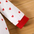 2pcs Baby Boy/Girl 100% Cotton Crepe Long-sleeve Allover Heart Print Jumpsuit Red image 4