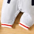 Baby Boy Letter Embroidered Colorblock Raglan Sleeve Jumpsuit Grey image 5