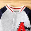 Baby Boy Letter Embroidered Colorblock Raglan Sleeve Jumpsuit Grey image 3