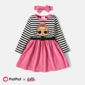L.O.L. SURPRISE! Toddler Girl Faux-two Stripe Splice Belted Long-sleeve Dress Pink image 1