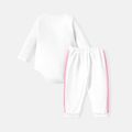 2pcs Baby Girl Cotton Long-sleeve Heart & Letter Print Romper and Sweatpants Set White image 3