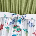 Family Matching Allover Dinosaur Print Belted Spliced Dresses and Short-sleeve T-shirts Sets Colorful image 5