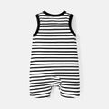 Baby Boy 95% Cotton Excavator Graphic Striped Tank Romper Color block image 2
