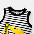 Baby Boy 95% Cotton Excavator Graphic Striped Tank Romper Color block image 3