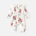 Baby Girl Floral Print Ruffle Trim Long-sleeve Naia™ Jumpsuit White image 2