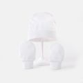 2-piece Baby Solid Color Cotton Anti-scratch Glove & Beanie Hat Set White image 1
