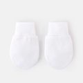 2-piece Baby Solid Color Cotton Anti-scratch Glove & Beanie Hat Set White image 2