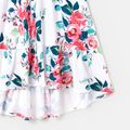 Family Matching 95% Cotton Short-sleeve Colorblock T-shirts and Floral Print High Low Hem Spliced Naia Dresses Sets ColorBlock image 5