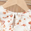2Pcs Kid Girl Floral Print Ruffled Tank Top and Belted Shorts Set Yellow image 3