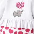 Naia™ 2pcs Baby Girl Cotton Long-sleeve Elephant & Heart Print Faux-two Jumpsuit and Headband Set Red image 4