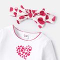 Naia™ 2pcs Baby Girl Cotton Long-sleeve Elephant & Heart Print Faux-two Jumpsuit and Headband Set Red image 3