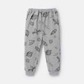 Toddler Boy Allover Space Print Cotton Elasticized Pants Lightgrey image 1