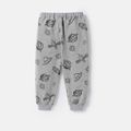 Toddler Boy Allover Space Print Cotton Elasticized Pants Lightgrey image 3