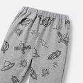 Toddler Boy Allover Space Print Cotton Elasticized Pants Lightgrey image 4