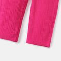 2pcs Toddler Girl 100% Cotton Solid Color Peplum Tank Top and Pants Set Hot Pink image 4