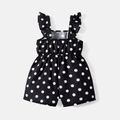 Toddler/Kid Girl Polka dots Ruffled Strap Rompers Black image 2